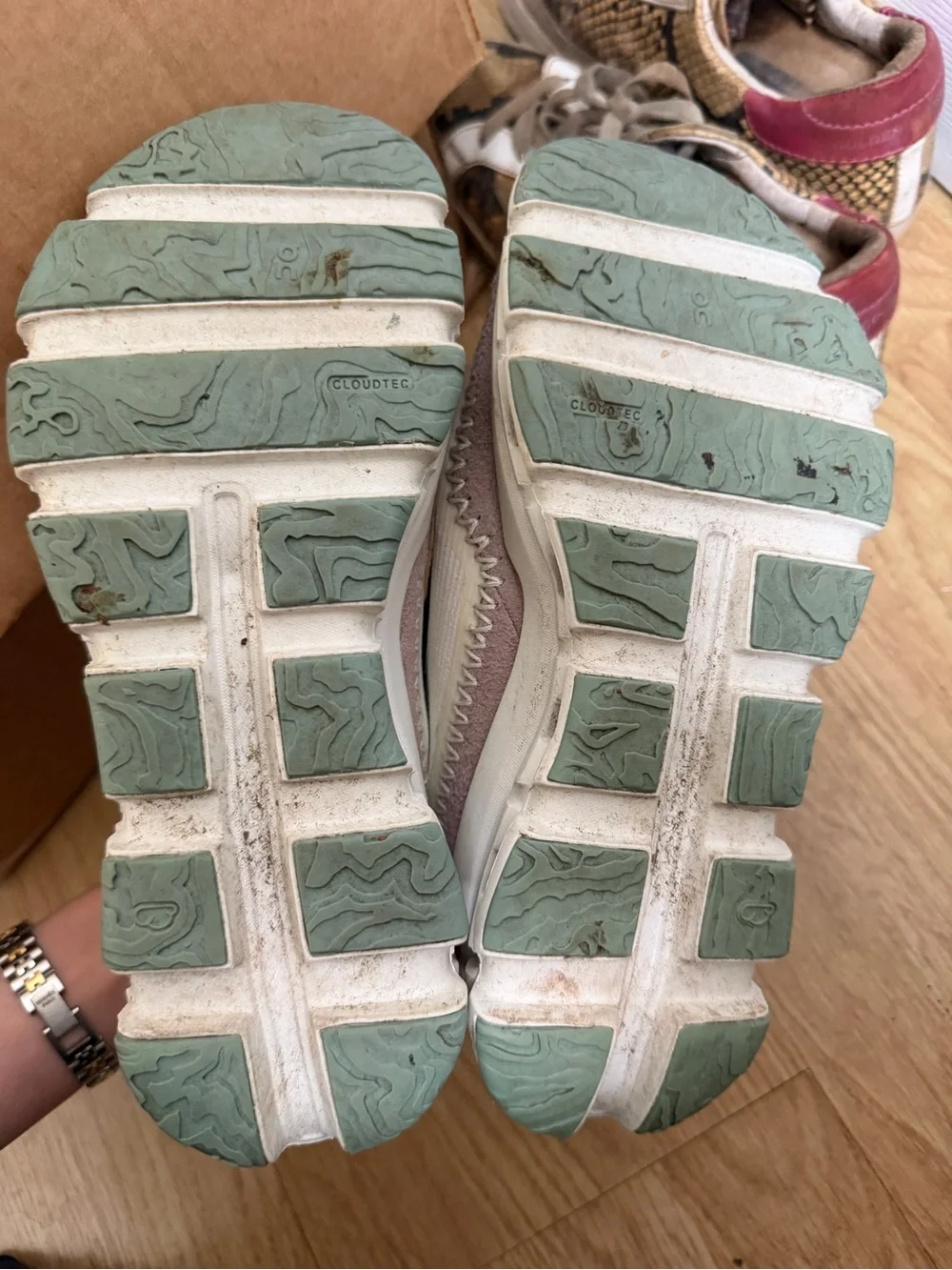 On Running Cloudaway Women's White and Burgundy Athletic Shoes
